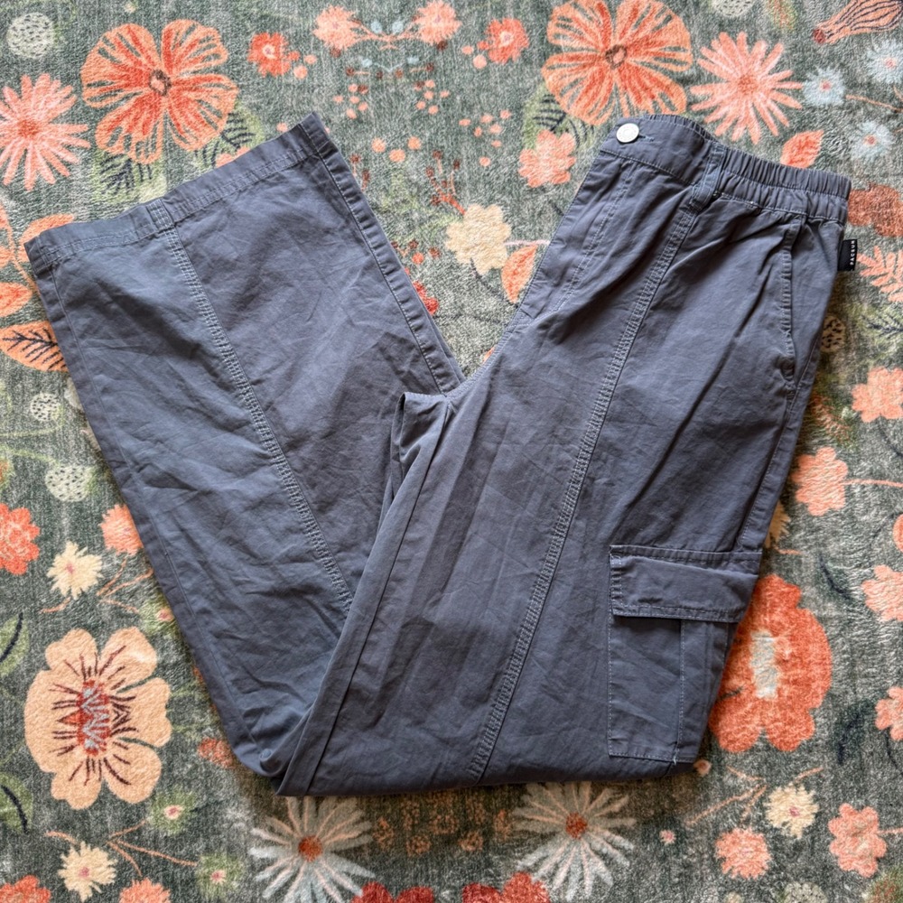 PacSun Kids Baggy Cargo Pants Grey Washed Wide Leg Cotton Size 16